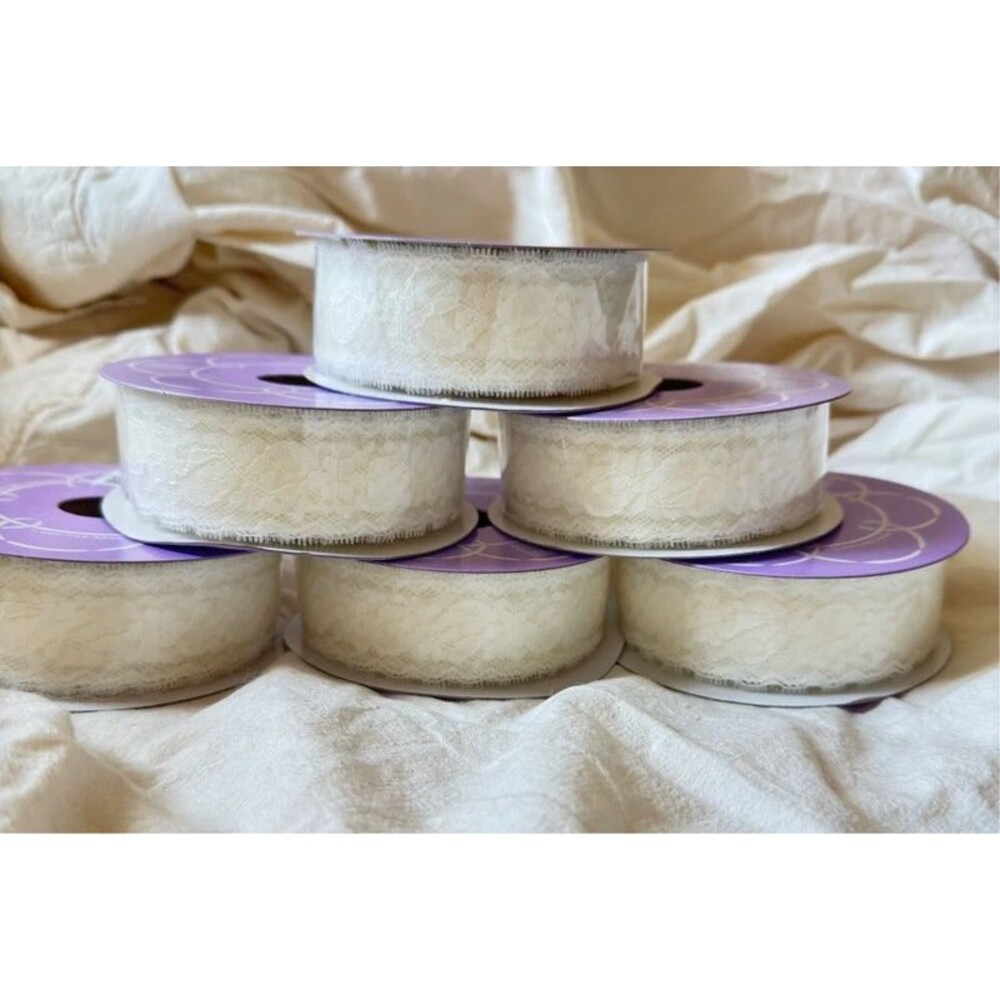150 Yards Scalloped Edge White Floral Lace Ribbon Bridal Christening Wedding 6 R